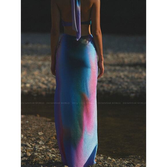 NWT BAOBAB Purple Blue V-Neck Ties Neck Side Cutouts Open Back Odette Dress L - Picture 15 of 16